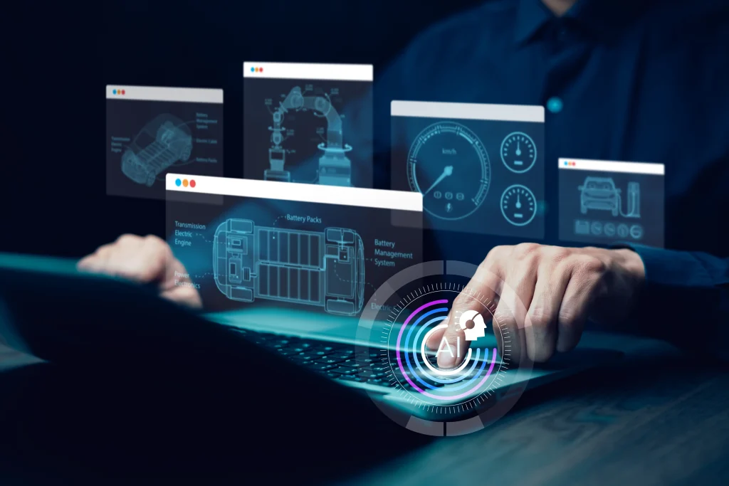 Automotive data platform stack showing vehicle, connectivity, cloud data and AI agent layers
